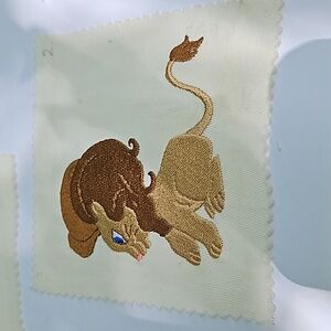 Handmade machine embroidery lion patch